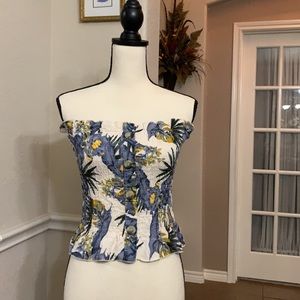 Style Envy blue tropical tube top Size S